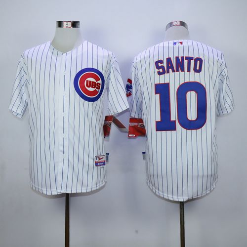 Cubs #10 Ron Santo Stitched White MLB Jersey - Click Image to Close